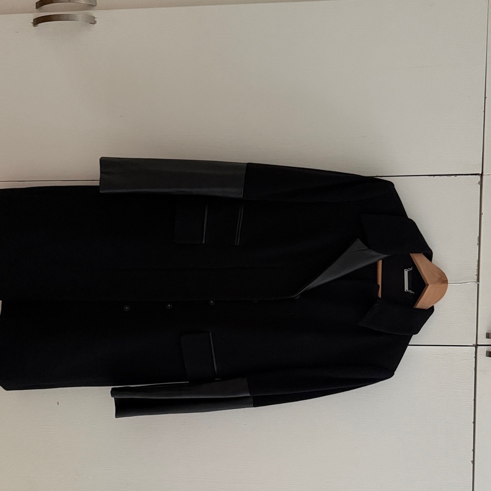 Diane Von Furstenberg Black Blazer with Leather Sleeves